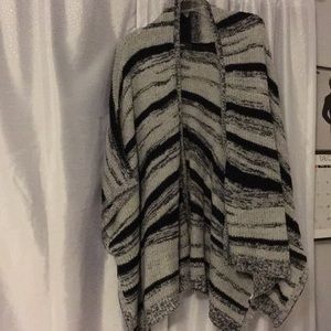 Black and gray striped poncho